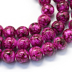 Back lackiertem Glas runde Perle Stränge, Medium violett rot, 8.5~9 mm, Bohrung: 1.5 mm, ca. 105 Stk. / Strang, 31.8 Zoll