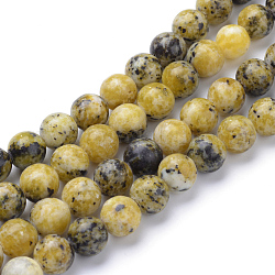 Fili di perle naturali di turchese giallo (diaspro), tondo, 8~9mm, Foro: 1 mm, circa 45~47pcs/filo, 14.9~15.1 pollice