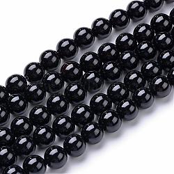 Круглые бусины из натурального черного оникса, окрашенные, 12~12.5 мм, отверстие : 1.5 мм, около 30 шт / нитка, 15.5 дюйм