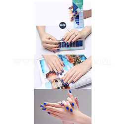 Glitter Solid Color Nail Polish Strips Stickers, with Nail File and Alcohol Pad, for Women Girls DIY Nail Art, Blue, 14.5x7.5cm