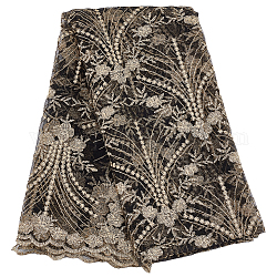 Benecreat, 1 pieza, tela de encaje con borde ondulado bordado floral 3d de poliéster, para accesorios de ropa de diy, caqui oscuro, 51-1/8~55-1/8 pulgada (1300~1400 mm), 1 yarda/pc