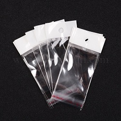 Pearl Film Cellophane Bags, Self-Adhesive Sealing, with Hang Hole, Party Favor Bags, Clear, 10x4cm, Unilateral Thickness: 0.023mm, Inner Measure: 8x4cm, Hole: 6mm