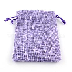 Burlap Packing Pouches Drawstring Bags, Medium Purple, 18x13cm