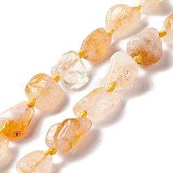 Naturelles quartz jaune brins de perles, pépites, 16~36.8x13~28.5x8~21mm, Trou: 2~3.8mm, Environ 13 pcs/chapelet, 16.26~17.52'' (41.3~44.5 cm)