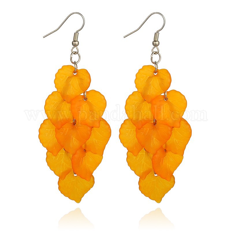 Wholesale Orange Layered Chandelier Earrings