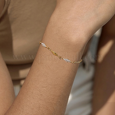 Armbänder aus Edelstahl 304 mit Pavé-Fassung und klaren Zirkonia für Damen&nbsp;SA-CBAABBA-07B-G-1
