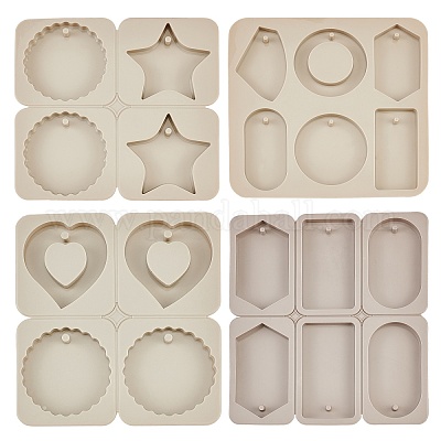 4pcs Resin Molds Silicone Pendant Mold Jewelry Molds For Epoxy