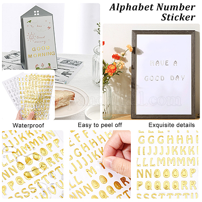 Mini Letter Metallic Sticker Gold Sliver Alphabet Number 0-9