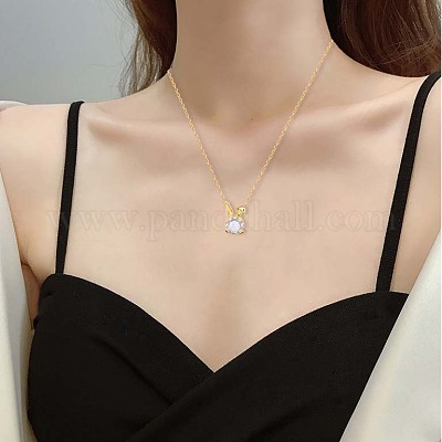 HinDaLi Collana Luna Stella Coniglio Argento 925 per Donna Bambina Ragazza Ciondolo Luna Stelle Coniglio Zirconi Collana da Donna Argento Cristalli Brillantini Animale Catena Gioielli