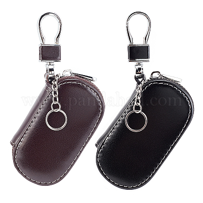 Car Key Holder Cover Key Chain Bag Leather Remote Fob Zipper Case