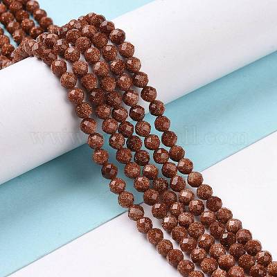 GEM-Inside 6mm Round Brown Gold Sandstone Sand Stone Beads for Jewelry  Making Strand 15