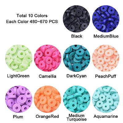 9 000+ Perles D’argile Polymère 24 Couleurs – Perles Plates 4 Mm Pour Création Bijoux DIY, Bracelets, Colliers