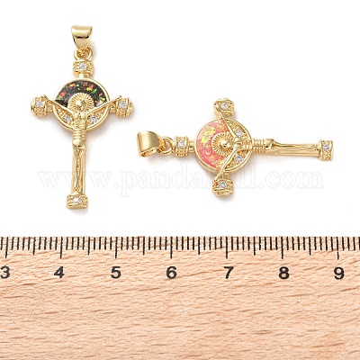 Латунные микропаве прозрачные подвески с фианитом KK-S048-01G-1