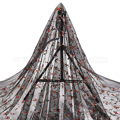 Polyester-Spitzenstoff mit Blumenmuster&nbsp;DIY-WH0888-492D-1