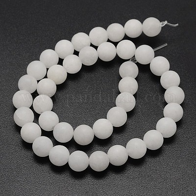Chapelets de perles de jade blanche naturelle&nbsp;G-D671-10mm-1