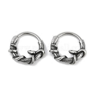 Серьги-кольца из хирургической нержавеющей стали 316 в форме змеи&nbsp;EJEW-G416-27AS-1