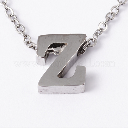 304 colliers pendentif lettre initiale en acier inoxydable NJEW-M168-Z-1