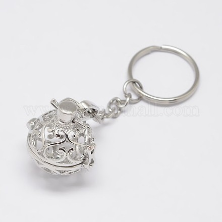Brass Hollow Round Ball Cage Pendant Keychain KEYC-E012-01P-1
