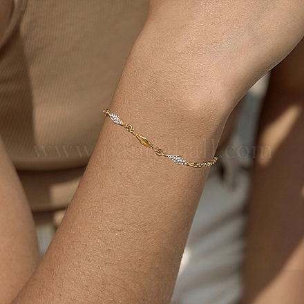 Armbänder aus Edelstahl 304 mit Pavé-Fassung und klaren Zirkonia für Damen SA-CBAABBA-07B-G-1
