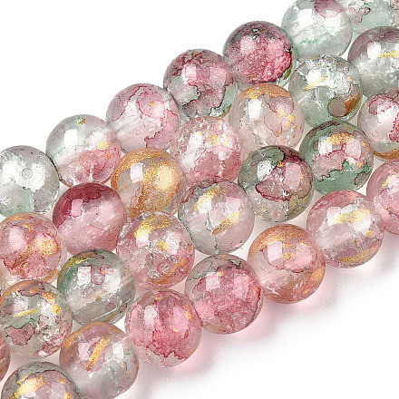 Chapelets de perles en verre craquelé peint DGLA-R053-03K-1