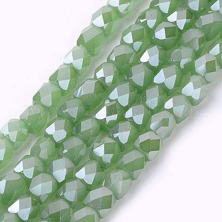 Imitation Jade Electroplate Glass Beads Strands EGLA-F001-G02-1