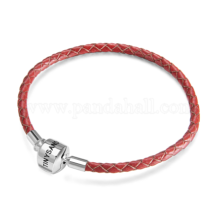 Bracelets européens en cuir rouge en argent sterling tinysand TS-B134-R-18-1