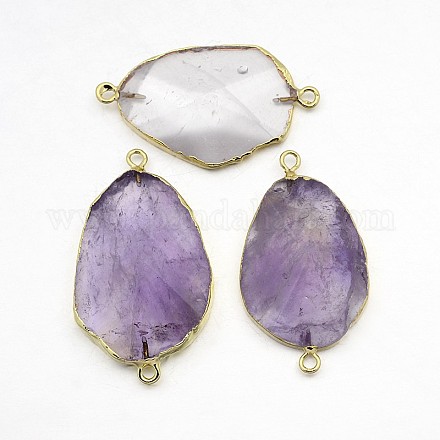 Nuggets Natural Amethyst & Crystal Links connectors G-P068-06M-1