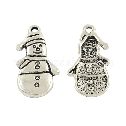 Tibetan Style Christmas Snowman Alloy Pendants TIBEP-Q050-12AS-RS-1