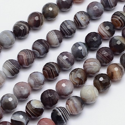 Faceted Natural Botswana Agate Round Beads Strands G-I166-01-12mm-1
