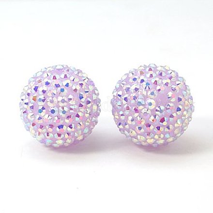 Chunky Resin Rhinestone Bubblegum Ball Beads RESI-M015-20-1