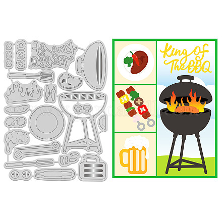 GLOBLELAND Barbecue Cutting Dies Metal Grill Sausage Spatula Embossing Stencils Die Cuts for Paper Card Making Decoration DIY Scrapbooking Album Craft Decor DIY-WH0309-029-1