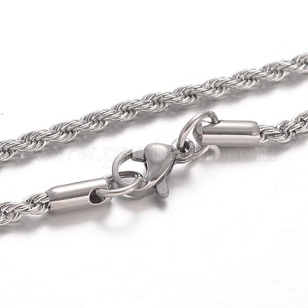 Collares de cadena de cuerda de 304 acero inoxidable NJEW-F195-05C-P-1