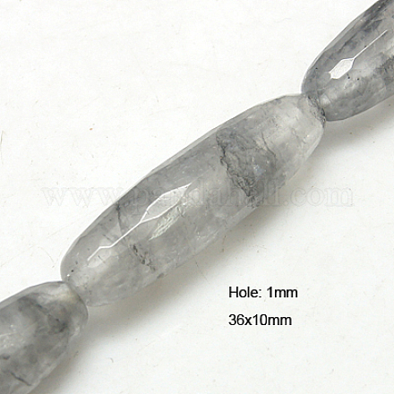 Chapelets de perle en quartz nuageux naturel G-G232-10x36mm-06-1
