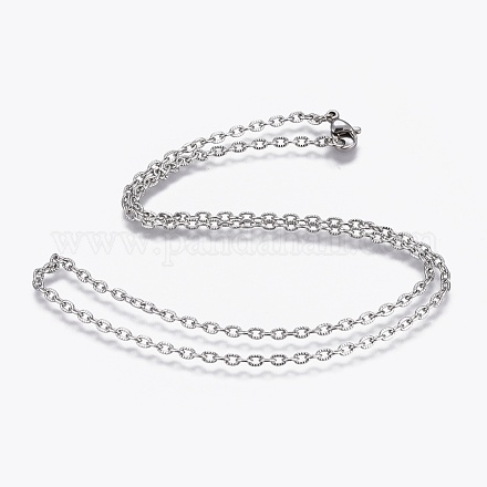 304 Stainless Steel Textured Cable Chain Necklaces NJEW-F248-25A-P-1