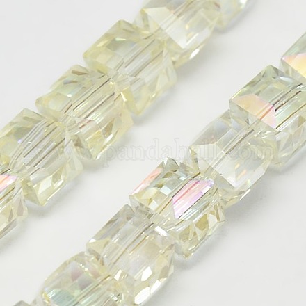 Cuentas de vidrio de cristal de brillo nacarado chapado en hebras EGLA-F016-B05-1
