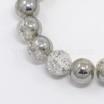 Chapelets de perles rondes de quartz craquelées semi-électrolytiques G-P060-8mm-04-1