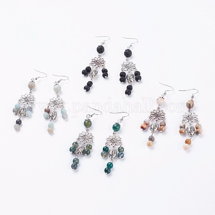 Natural Gemstone Beads Dangle Earrings EJEW-JE02612-1