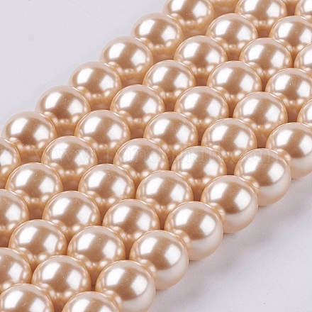 Brins de perles rondes en verre teinté écologique HY-A002-10mm-RB047-1