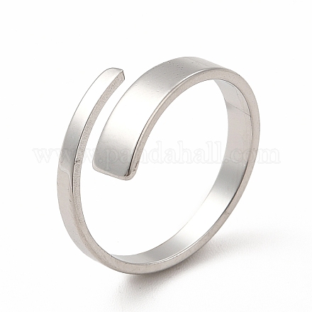 304 прямоугольное открытое манжетное кольцо из нержавеющей стали для женщин RJEW-B027-02P-1