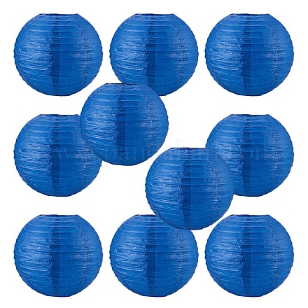 装飾付属品ペーパーボールランタン  ラウンド  ブルー  250mm  穴：55~70mm  18個/セット AJEW-BC0003-03B-1