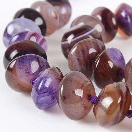 Glossy Dyed Natural Agate Rondelle Bead Strands G-E212-04-1