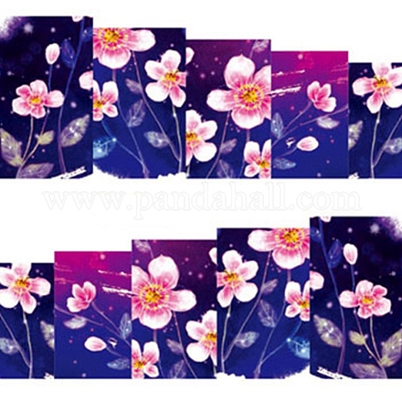 透かしスライダージェルネイルアート  花の星空模様フルカバーはネイルステッカーを包みます  女性の女の子のためのDIYネイルアートデザイン  カラフル  6x5cm MRMJ-Q080-A064-1