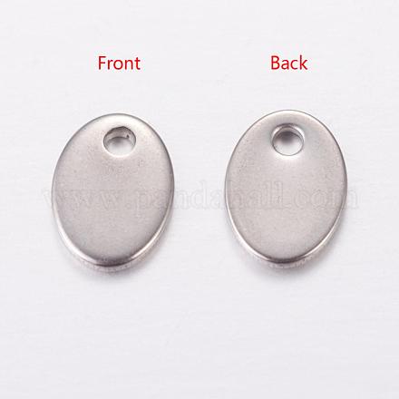 Charms in bianco con etichetta ovale piatta di colore originale 201 ciondoli in acciaio inossidabile X-STAS-Q064-1