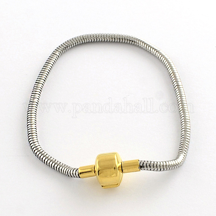 304 Stainless Steel European Style Round Snake Chains Bracelets STAS-R066-02-1