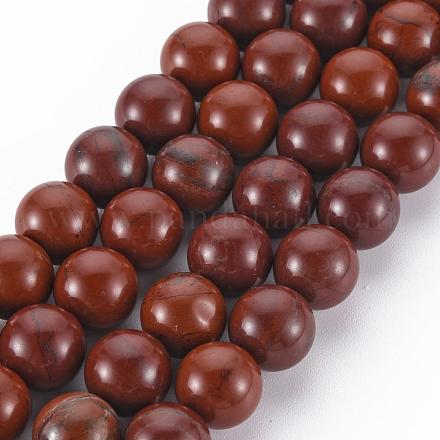 Jaspe rouge naturel ronde perles brins G-E334-10mm-01-1