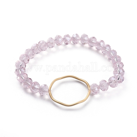 Bracciali elasticizzati con perle di vetro rondelle sfaccettate BJEW-JB04991-03-1