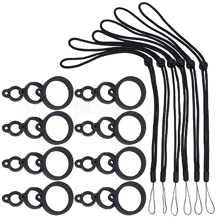 GORGECRAFT 42PCS Anti-Lost Necklace Lanyard Set Including 6PCS Anti-Loss Pendant Strap String Holder with 36PCS Black Silicone Rubber Rings for Office Key Chains Outdoor Activities DIY-GF0008-05-1