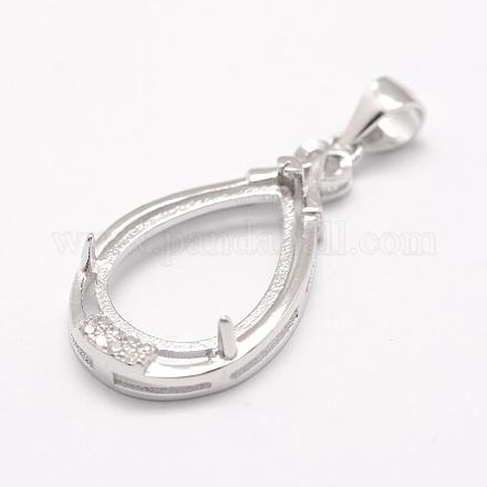 925 Sterling Silver Pendant Claw Cabochon Settings STER-K034-13-1