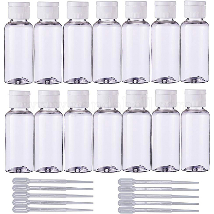 Benecreat 24 Packung 1.7 Unzen tragbare bpa-freie transparente Plastikreiseflasche mit durchsichtiger Klappkappe und 10 Packung 2 ml Plastikpipettentropfer für Sahne MRMJ-BC0001-24-1