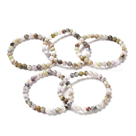 Bracelets extensibles en perles d'opale africaine naturelle BJEW-K233-01A-01-1